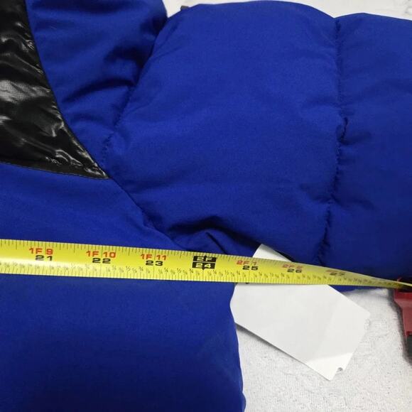 BCBGeneration women's Sz 1XL Colorblock Hooded Puffer Jacket Blue/Blk Utility - Picture 7 of 7